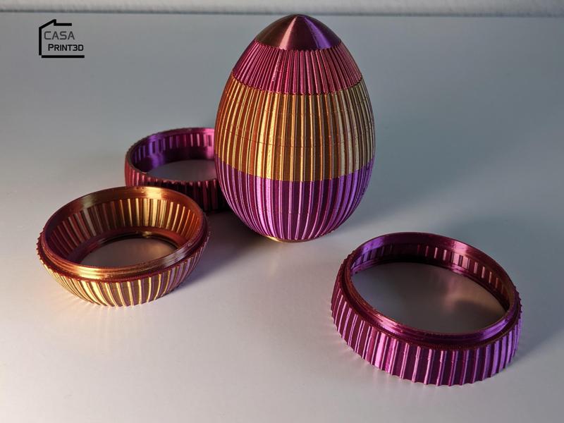 Threaded Easter Egg container. 7-piece Puzzle Box.