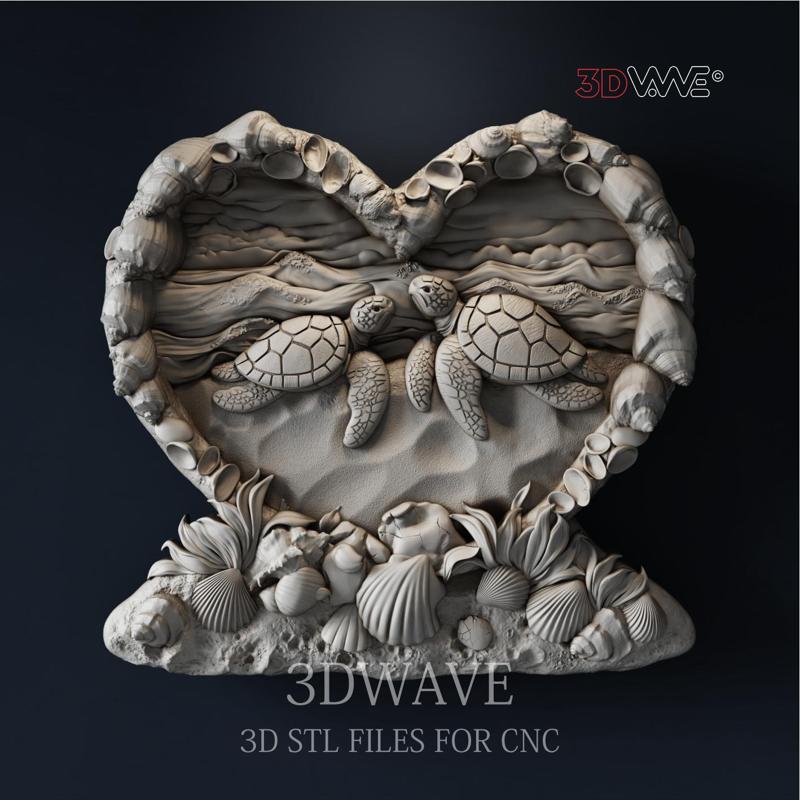Turtles 3d stl file for CNC