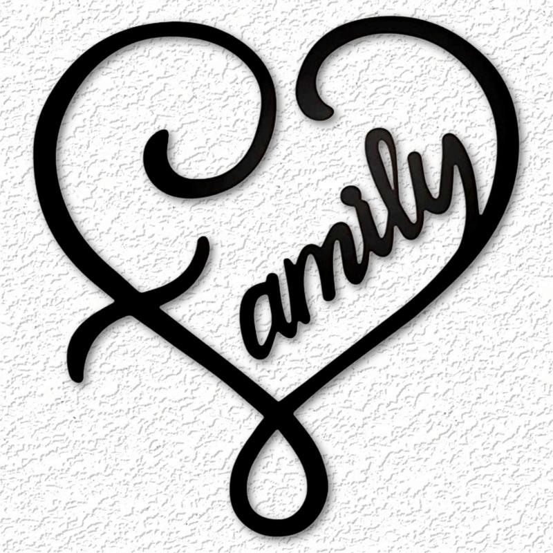 family heart minimalist wall art love wall decor 2d art