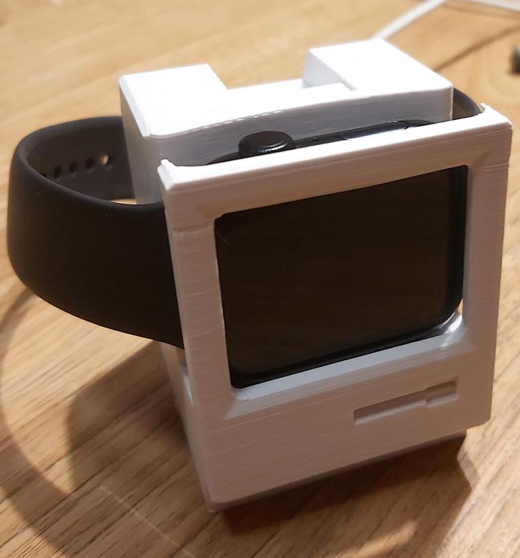 Apple Watch S7 Macintosh 128k charging stand - enlarged