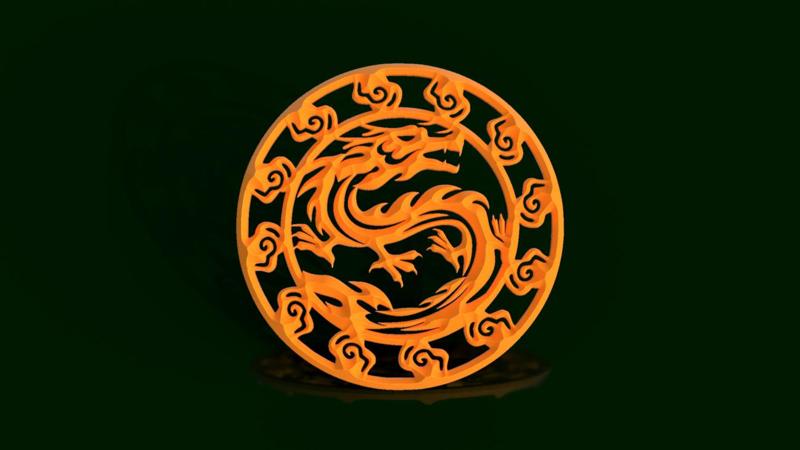 High Relief Dragon with Flames III V6