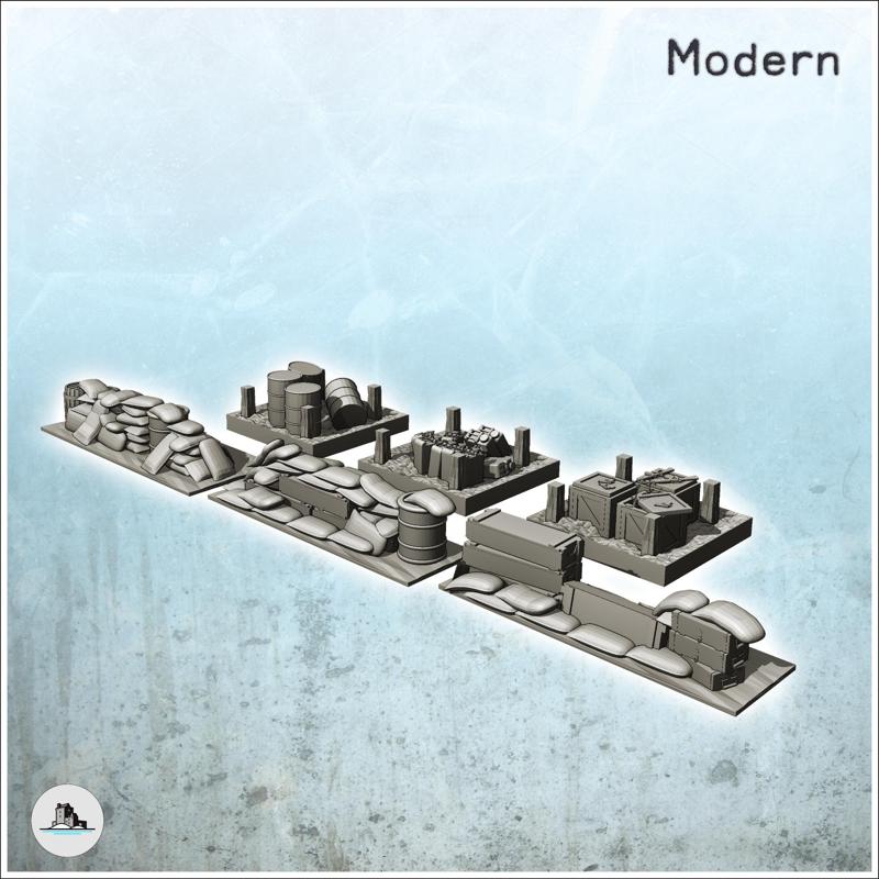 Set of fortified positions and ammunition reserves for modern infantry (4) - Cold Era Modern Warfare Conflict World War 3 RPG  Post-apo