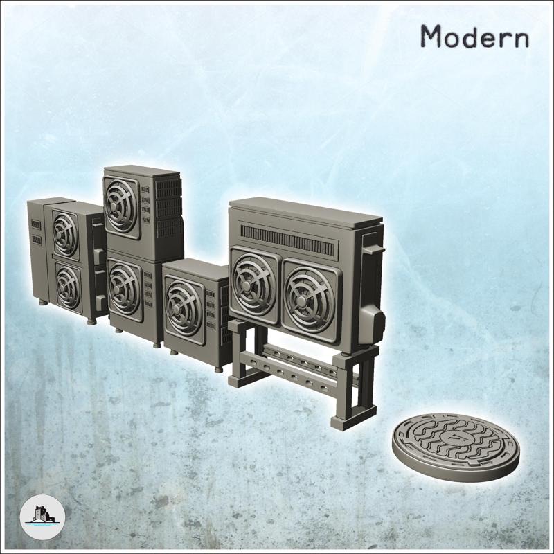 Set of modern exterior accessories of buildings with air conditioner (2) - Modern WW2 WW1 World War Diaroma Wargaming RPG Mini Hobby