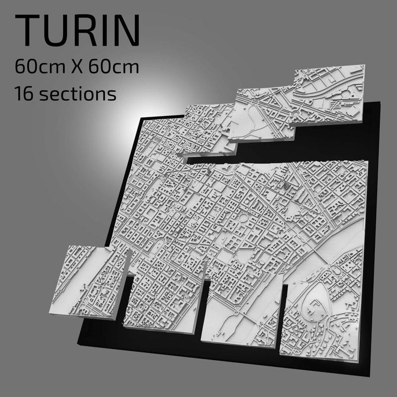 3D Turin | Digital Files | 3D STL File | Turin 3D Map | 3D City Art | 3D Printed Landmark | Model of Turin Skyline | 3D Art