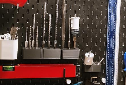 Skadis drill bit holder for hammer drill bits