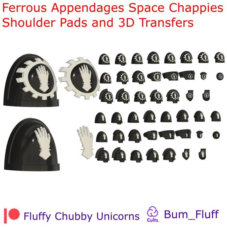 Ferrous Appendages Space Chappies Shoulder Pads and 3D Transfers