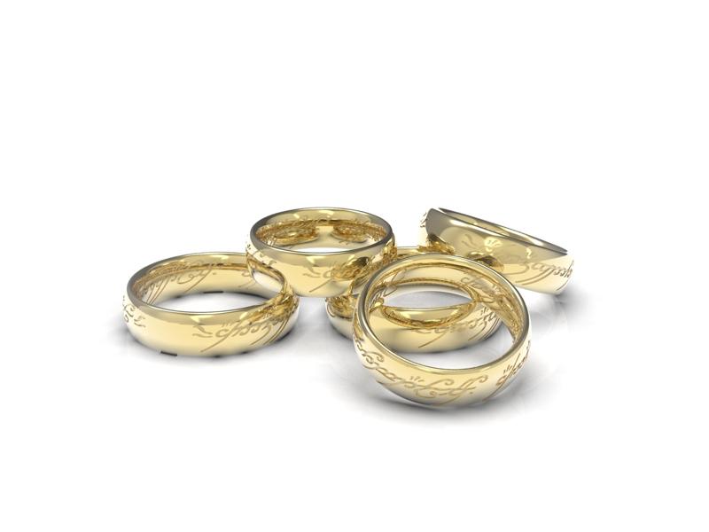5  sizes of rings from the movie Lord of the rings