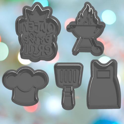 Mothers Day Queen Of The Grill Cookie Cutter Set