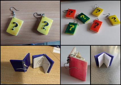 book earrings