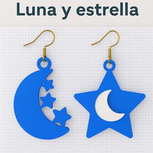 Moon and star earring