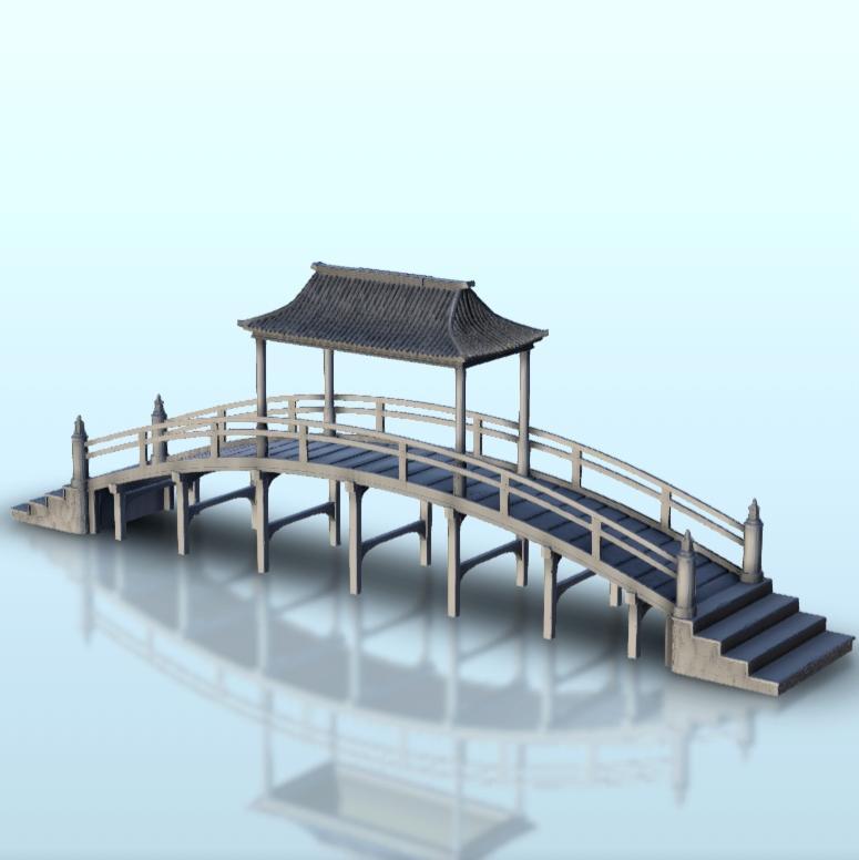 Rounded Asian bridge 15 - Asia Terrain Clash of Katanas Tabletop RPG terrain China Korea WW2