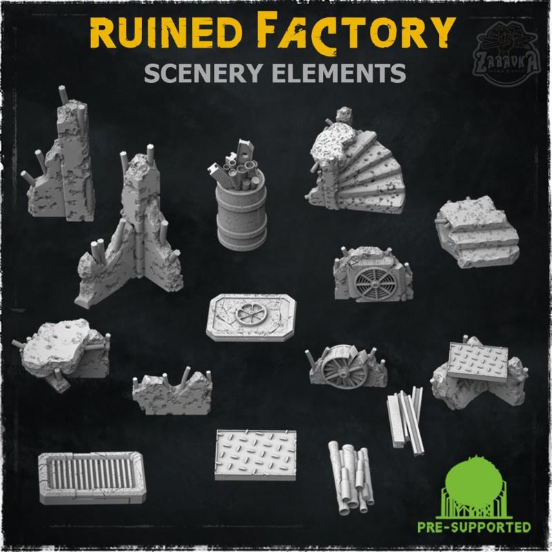 Ruined Factory (Scenery Elements) - Wargame Bases & Toppers 2.0