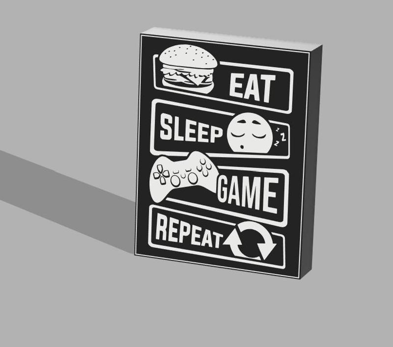 EAT SLEEP GAME REPEAT LIGHTBOX