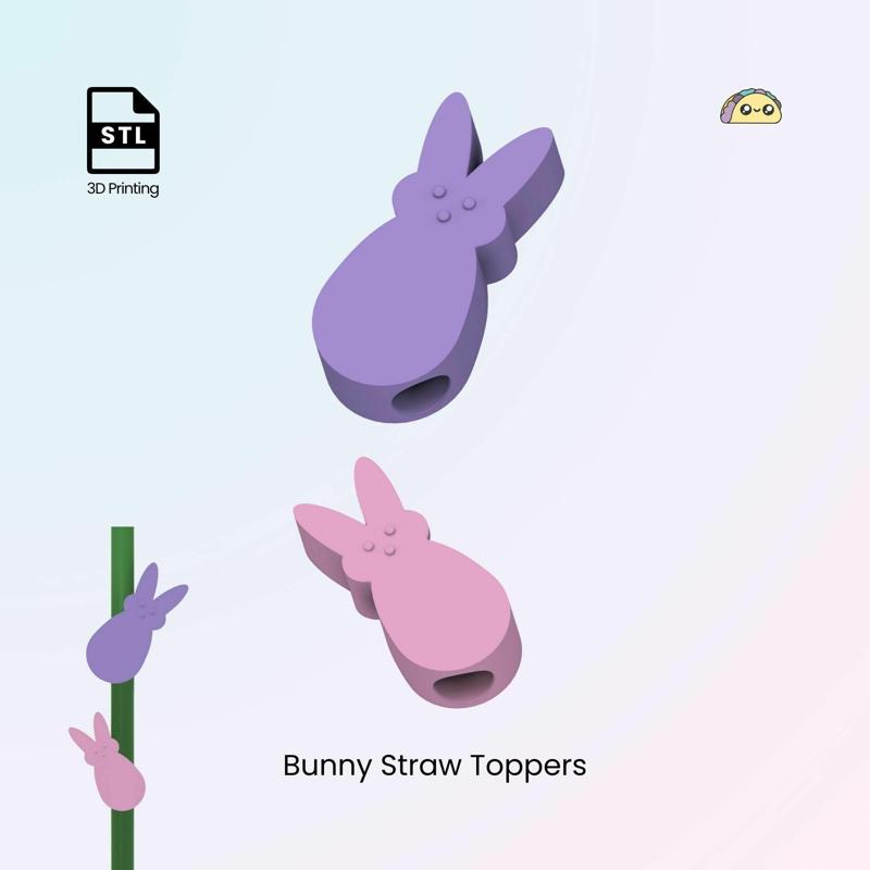 Bunny Straw Topper (set of 2), Peep Straw Charm, Stanley Tumbler Accessories