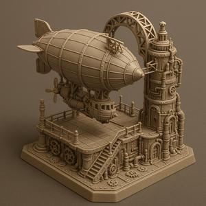 Steampunk Zeppelin Base Diorama