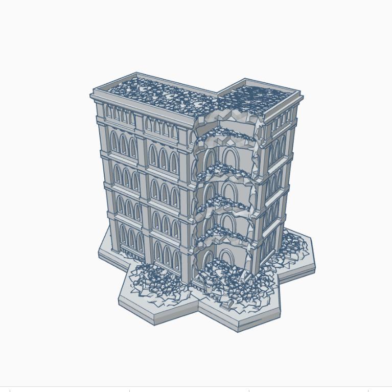 Gothic Ruined Building 24 with Hex Base GRHB024