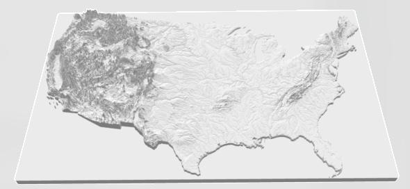 US Geographical Map 3d print