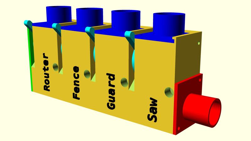 Modular Dust Collection Distributor with integrated blast gates
