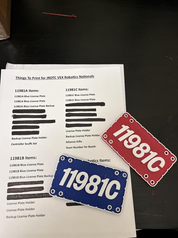 VEX Custom License Plate