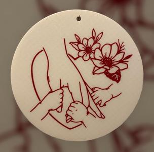 triplets holding mums hand wall art