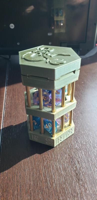 Hexagonal Dice Jail with logo