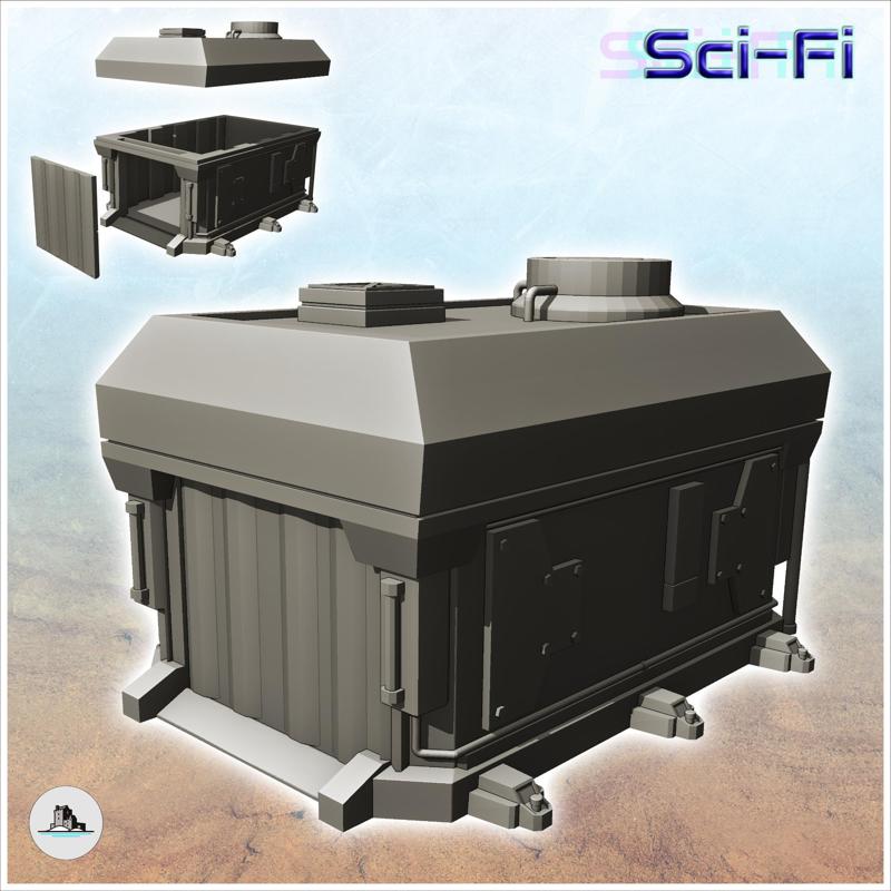 Futuristic spacecraft garage with removable door (12) - Future Sci-Fi SF Post apocalyptic Tabletop Scifi Wargaming Planetary exploration RPG Terrain