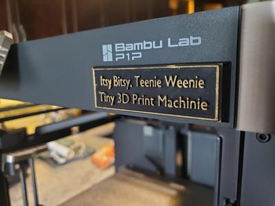 Itsy Bitsy Teenie Weenie Tiny 3D Print Machinie