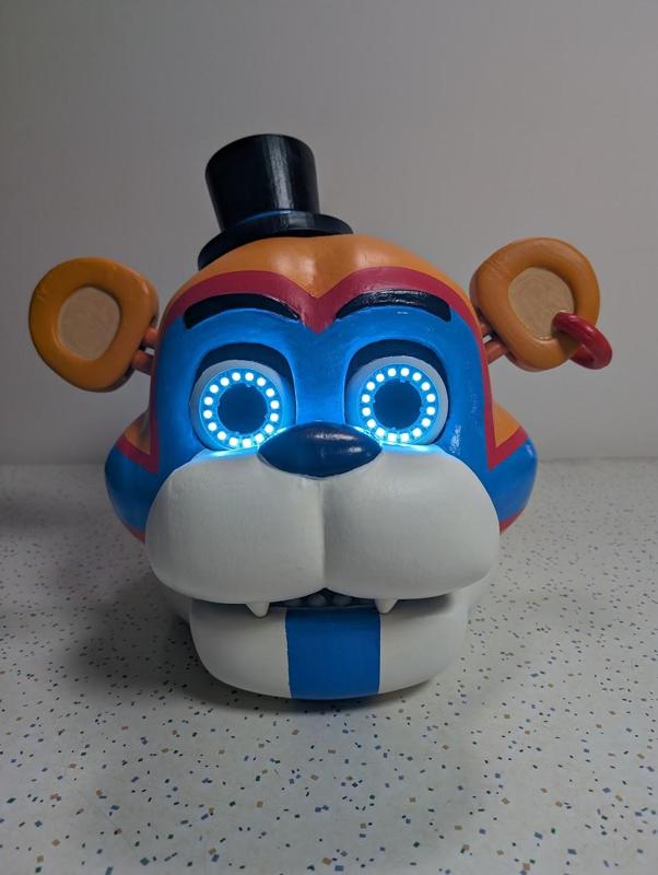Glamrock Freddy Wearable Mask with Hinged Jaw - remixed for larger LED ring