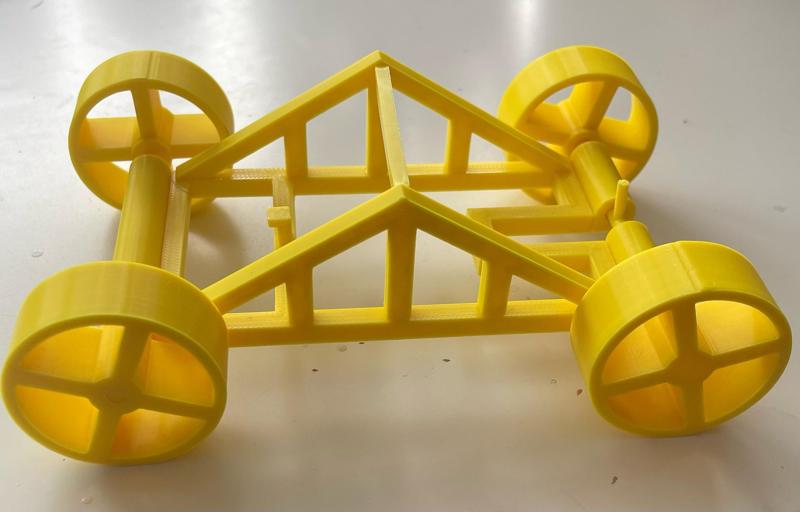 Simple elastic band powered car