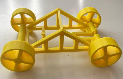 Simple elastic band powered car