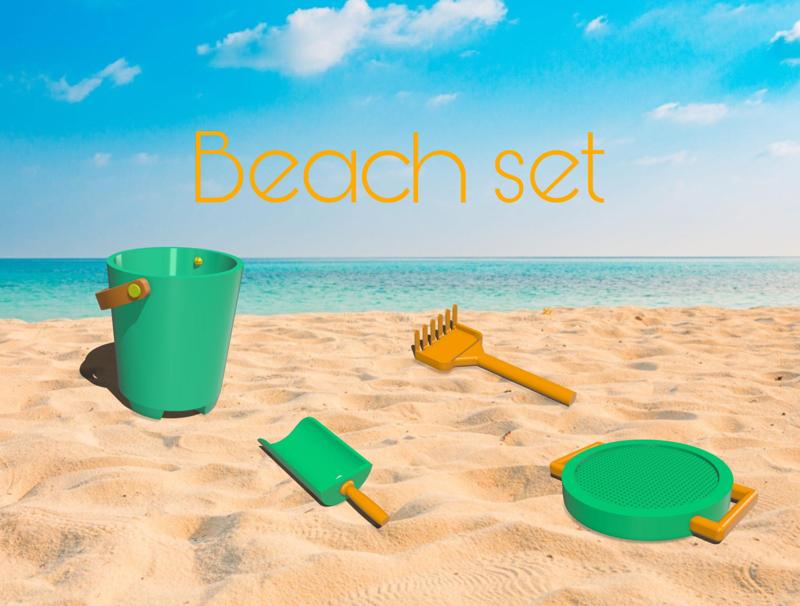 Beach Set -bucket,sieve,shovel,rake