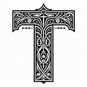 Frottage creation: letter T (version 5)