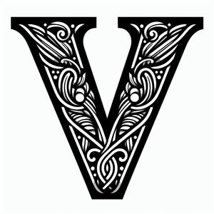 Frottage creation: letter V (version 3)