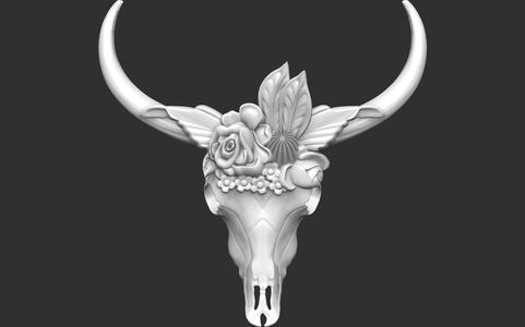 Cow Skull with flower - only