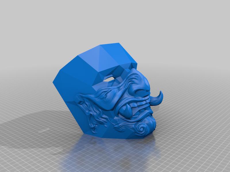 low poly and samurai mask