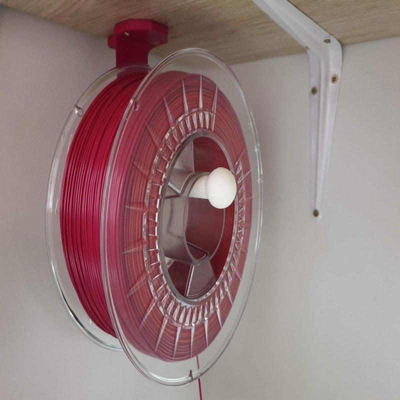 Under shelf filament spool holder hook