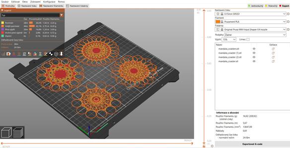 Set of four decorative coasters  (mandala motif)