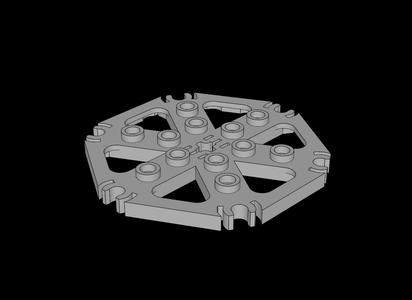 Lego Compatible (64566.dat) Plate  6 x  6 Hexagonal with Six Spokes and Clips (Hollow Studs)