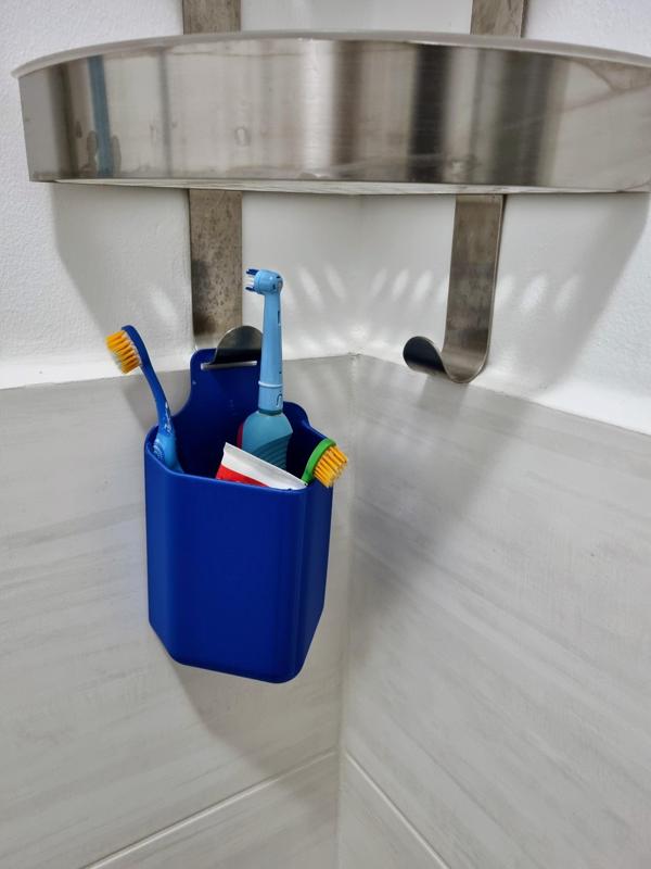 Toothbrush holder for IKEA bathroom corner shelf