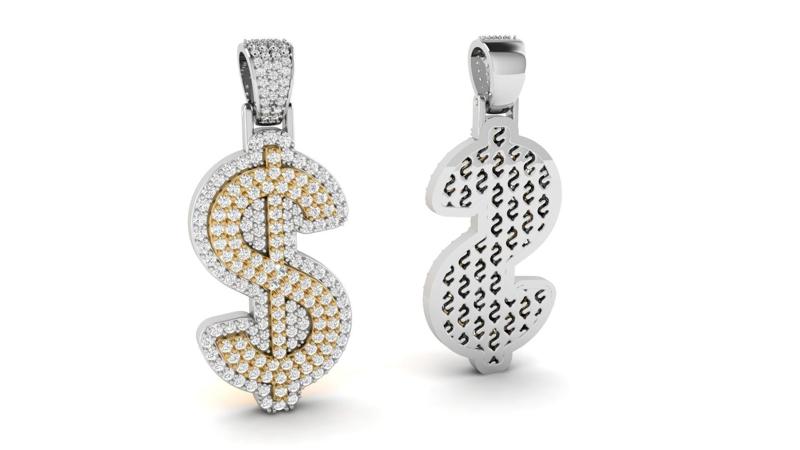 Double Layer Dollar Diamond Pendant