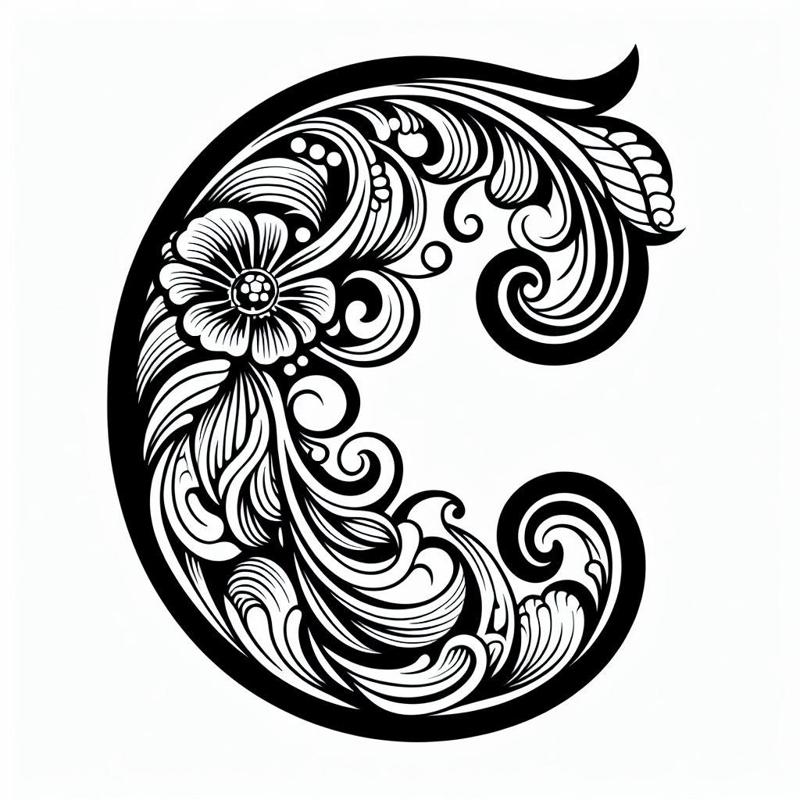 Frottage creation: letter C (version 3)