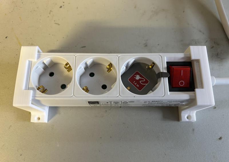 Halter Steckerleiste Steckdose für Werkstatt, Werkbank, Steckdosenleiste, h=40mm, b=55mm