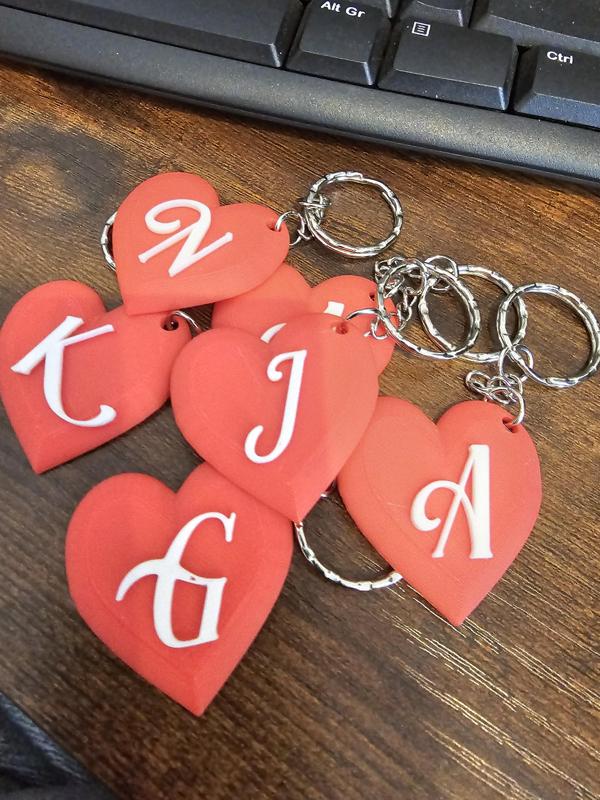 heart key ring with initial