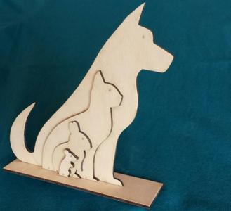 Animal Silhouette - Dog Cat Rabbit Mouse - Lasercut