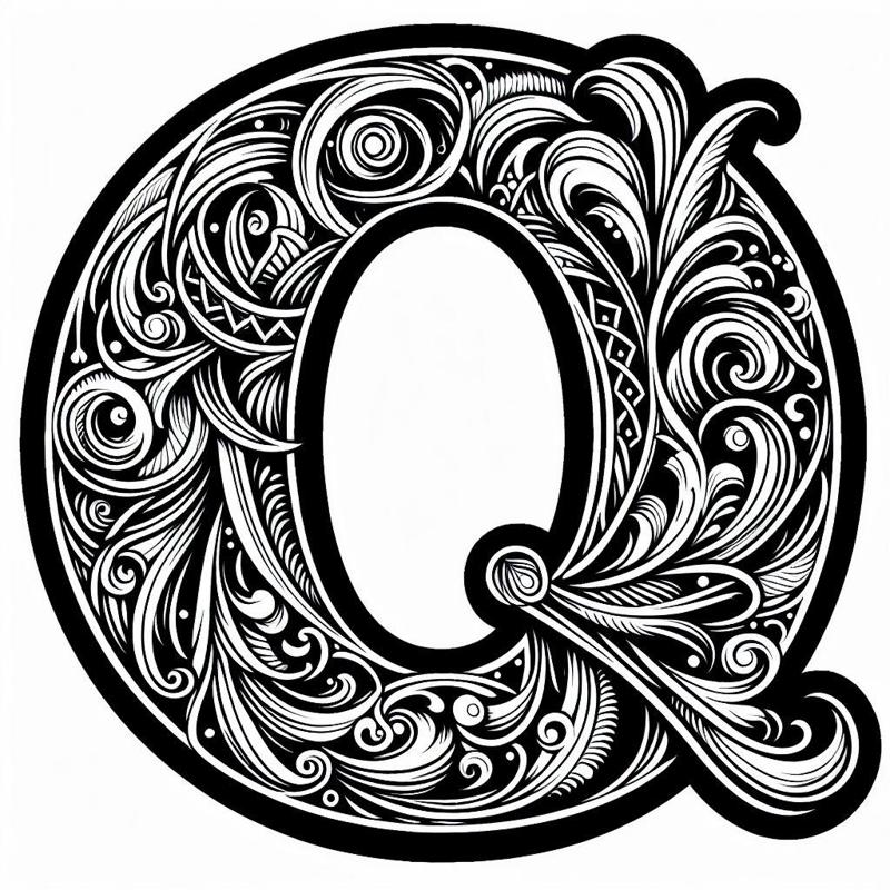 Frottage creation: letter Q (version 2)