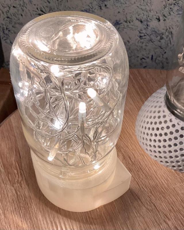 Firefly light Mason Jar Base with battery pack slot.