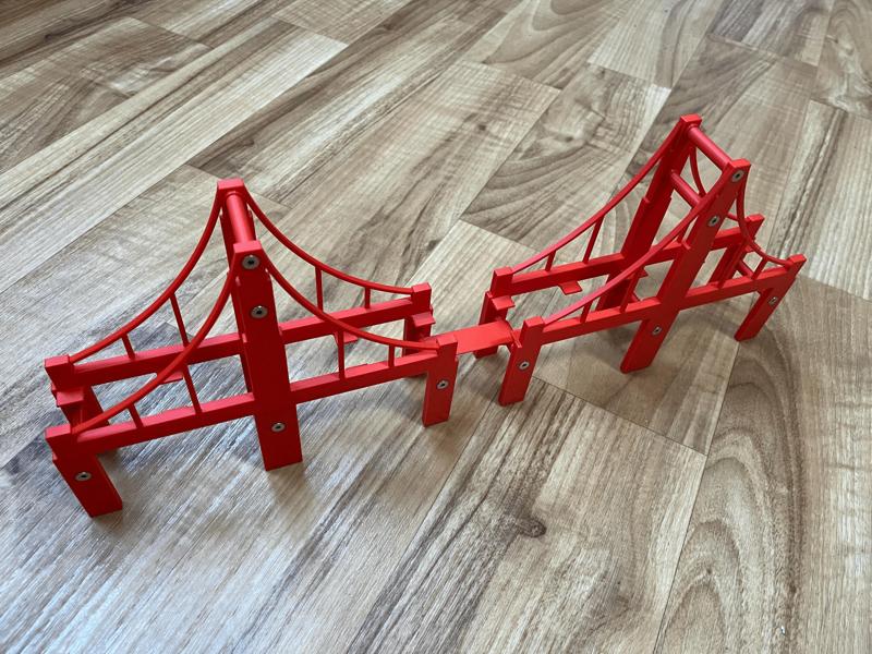 Double Suspension Bridge for Wooden Train Tracks (flat / countersunk head bolts)