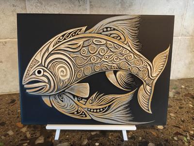 Salmon wood Carving