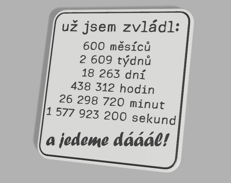 Cedulka k 50 narozeninám