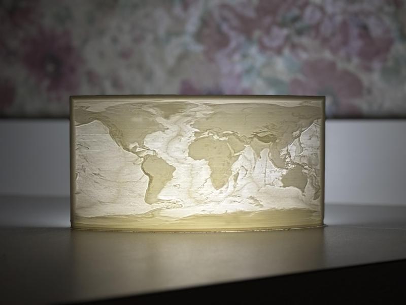 Lithophane of Earth Topography and Bathymetry